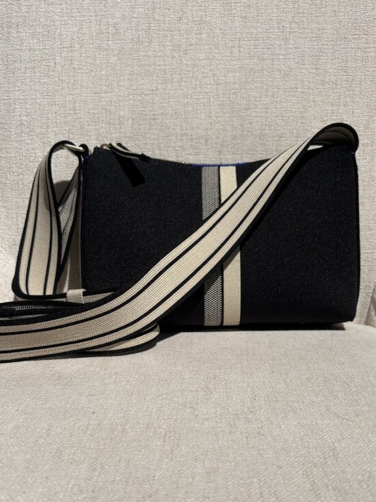 Rothy's Handbags - Rothy’s The Casual Crossbody Bag - Black & Ivory Stripe (Like New / Used Once)